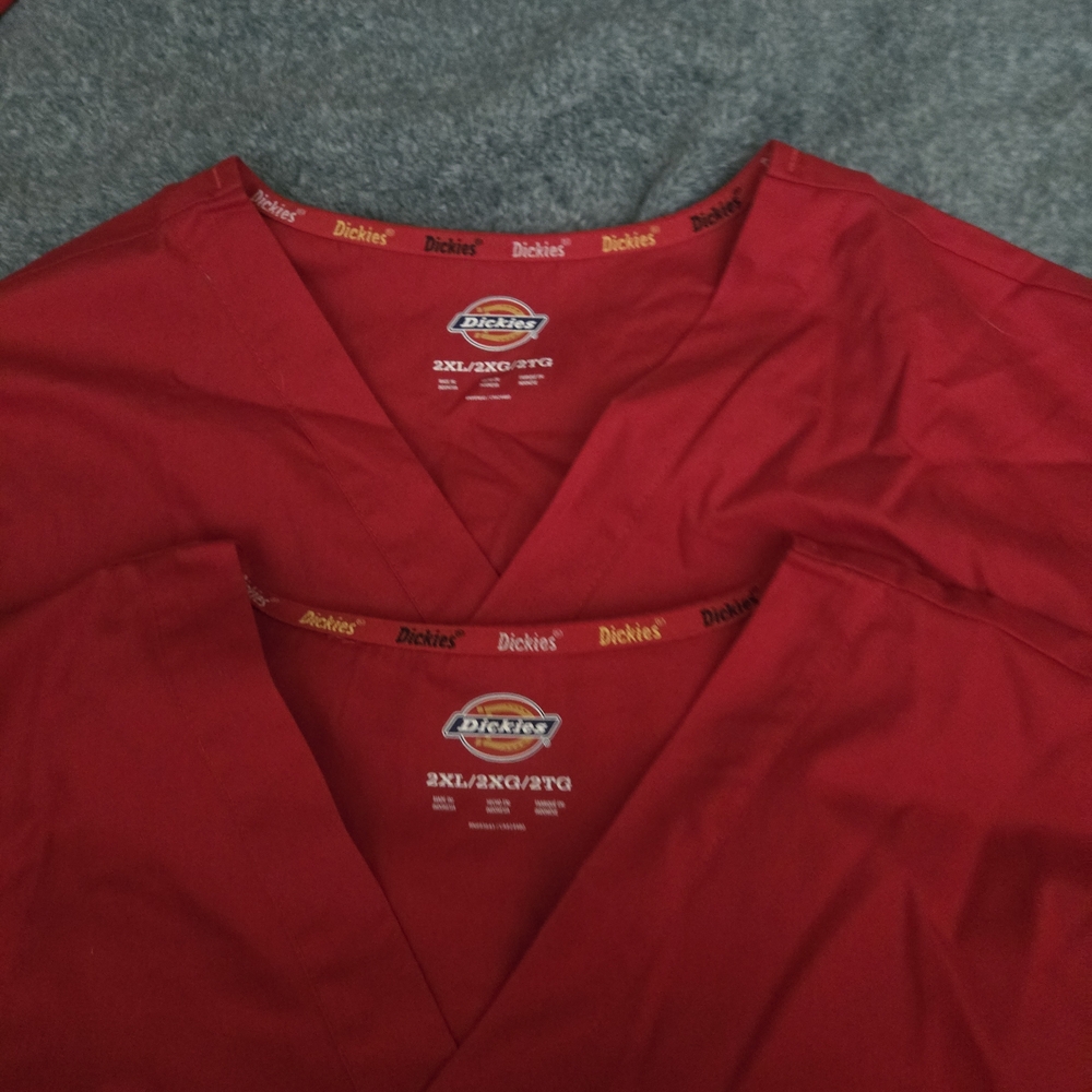 Dickies Red Scrub Tops